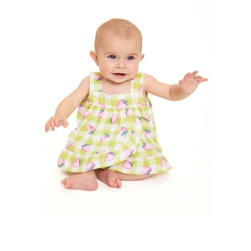 NWT-wonder nation-18 months-green& white plaid/strawberries 2 piece short set.